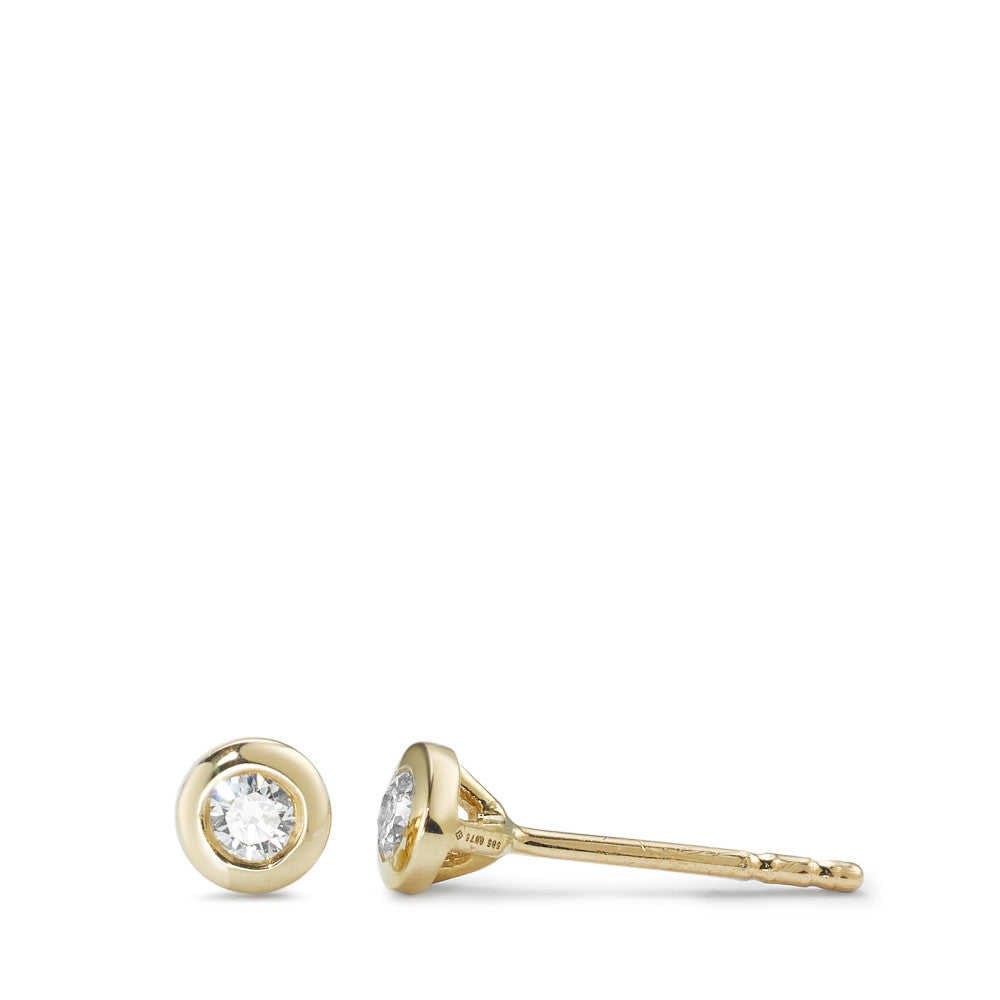 Ohrstecker 585/14 K Gelbgold Diamant 0.10 ct, 2 Steine, w-si Ø4.5 mm, Made in Austria
