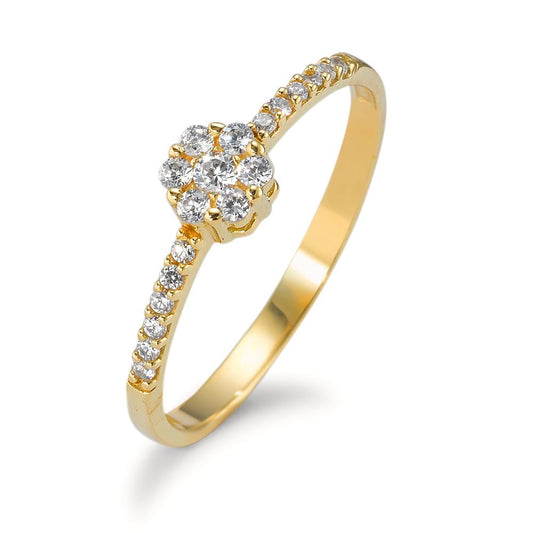 Fingerring 750/18 K Gelbgold Zirkonia, Made in Italy