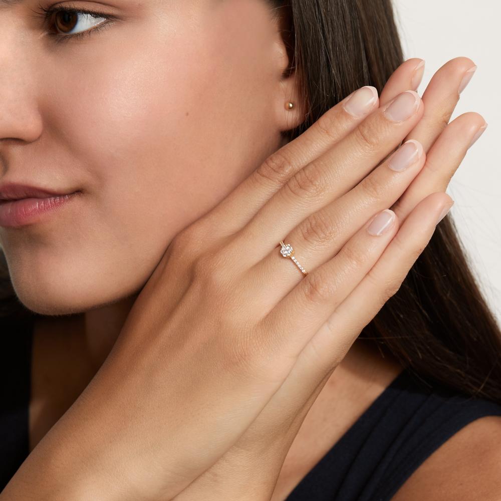 Fingerring 750/18 K Gelbgold Zirkonia, Made in Italy