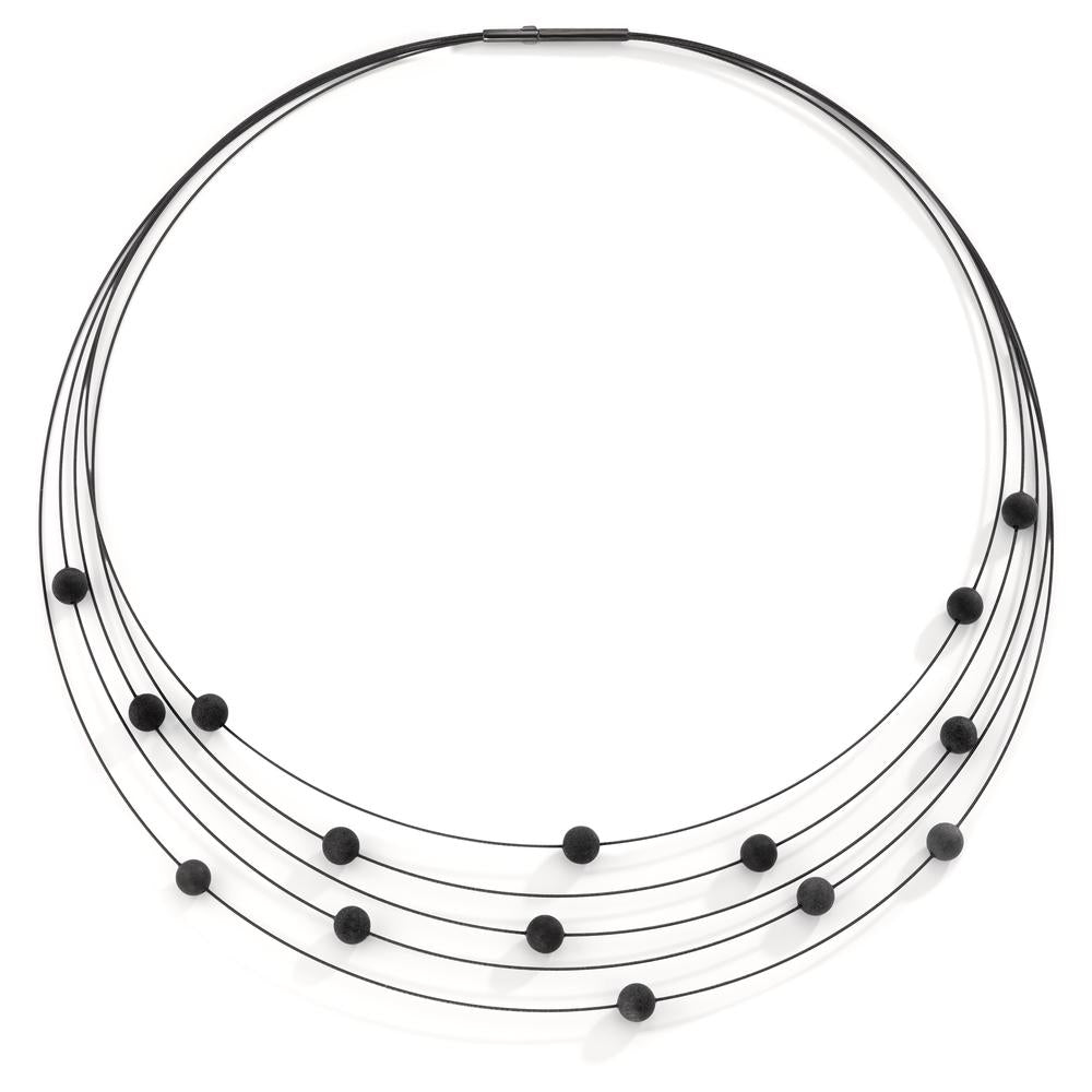 Spiralcollier Nera aus schwarzem Edelstahl mit Carbon, 42cm