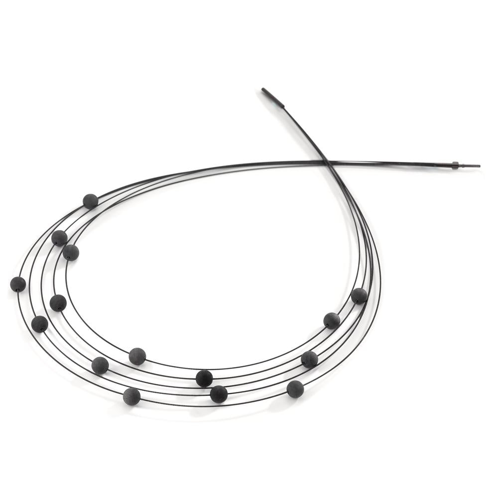 Spiralcollier Nera aus schwarzem Edelstahl mit Carbon, 42cm