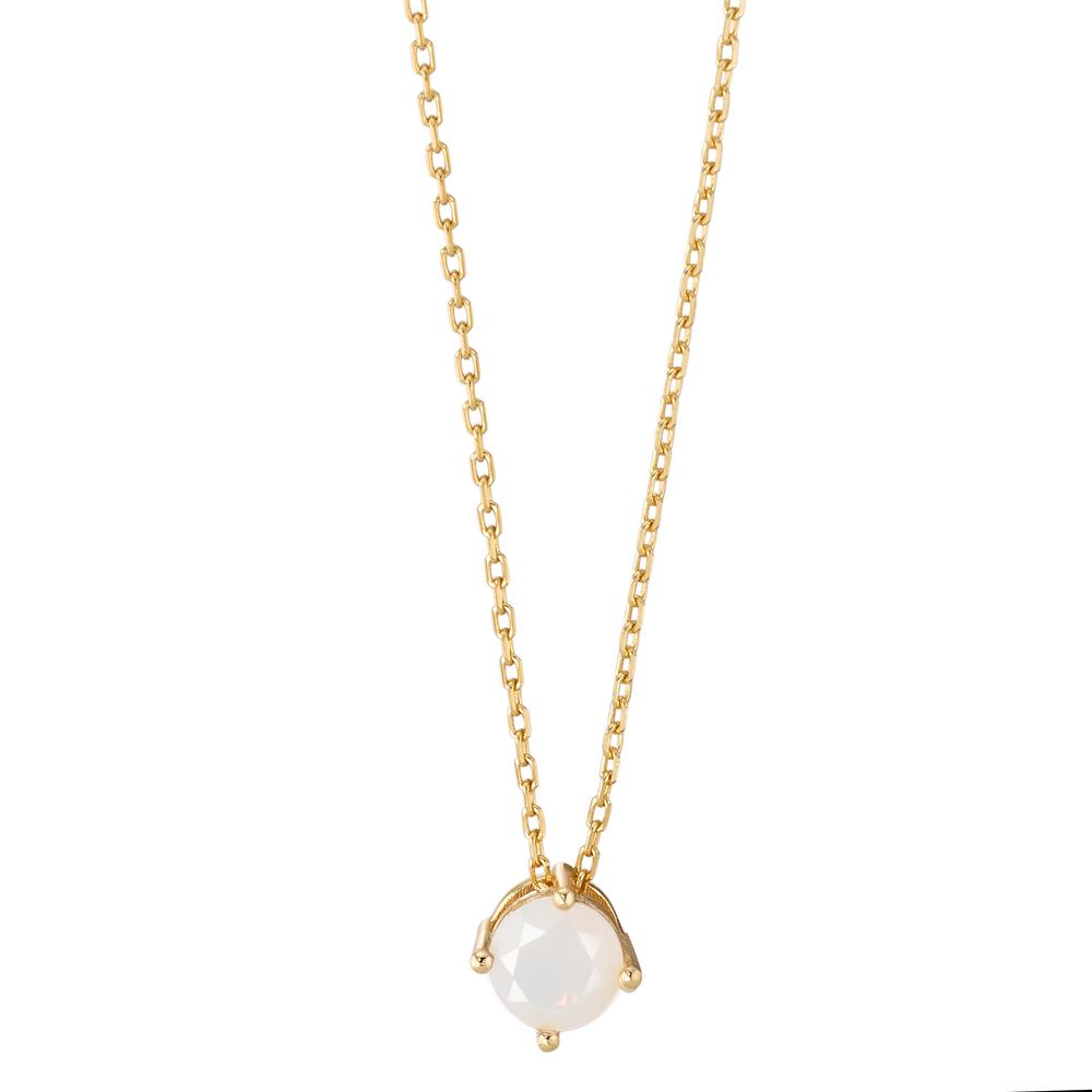 Collier Silber synth. Opal weiss vergoldet 42-45 cm verstellbar Ø6 mm