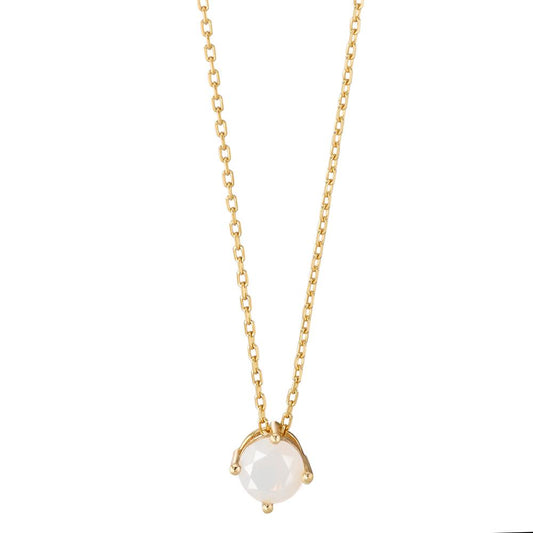 Collier Silber synth. Opal weiss vergoldet 42-45 cm verstellbar Ø6 mm