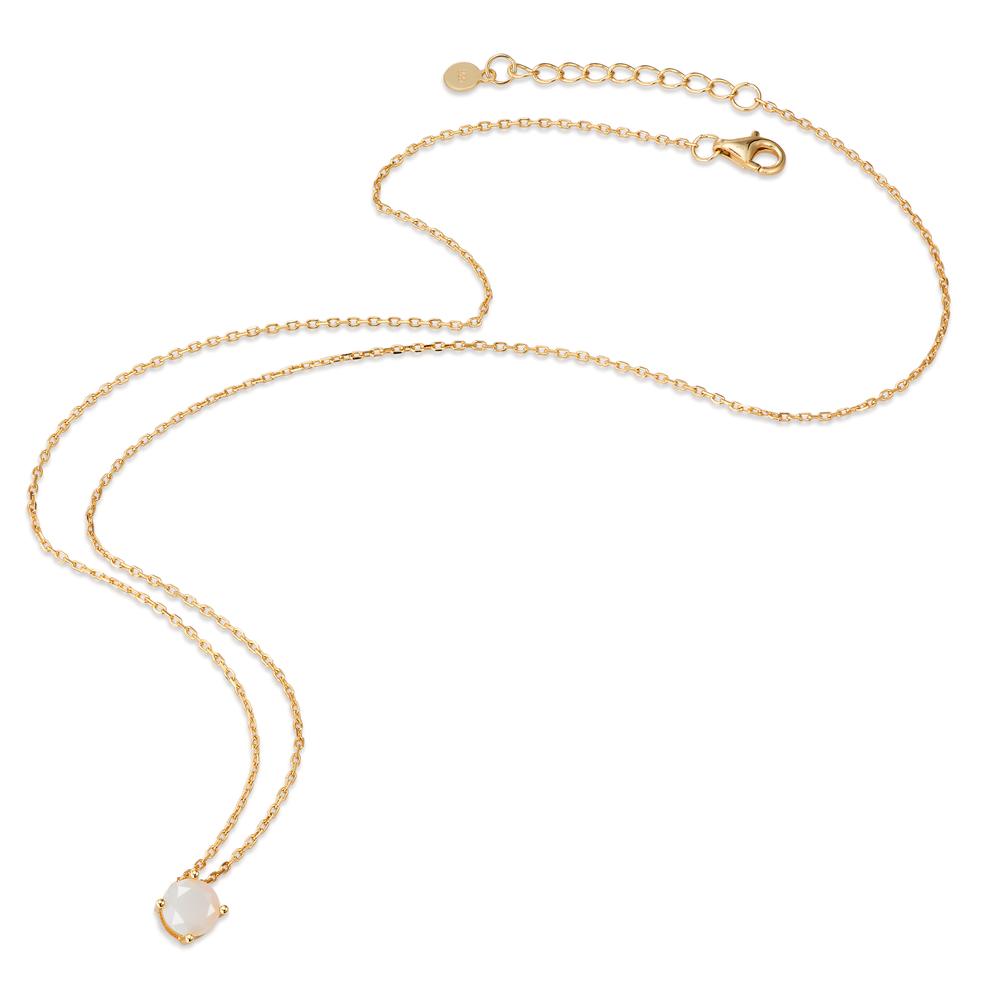 Collier Silber synth. Opal weiss vergoldet 42-45 cm verstellbar Ø6 mm