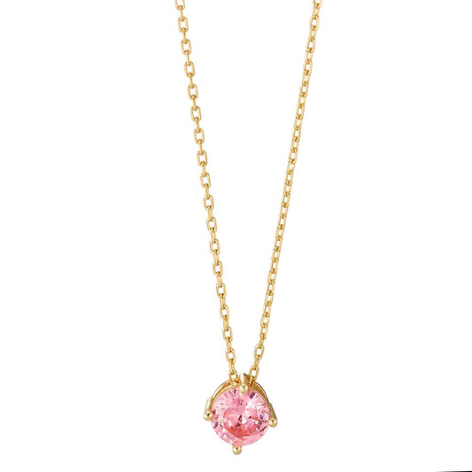 Collier Silber Zirkonia rosa gelb vergoldet 42-45 cm verstellbar Ø6 mm