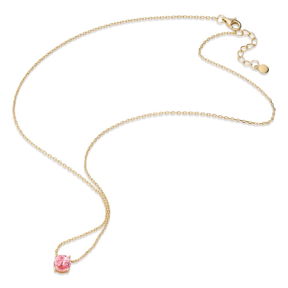 Collier Silber Zirkonia rosa gelb vergoldet 42-45 cm verstellbar Ø6 mm