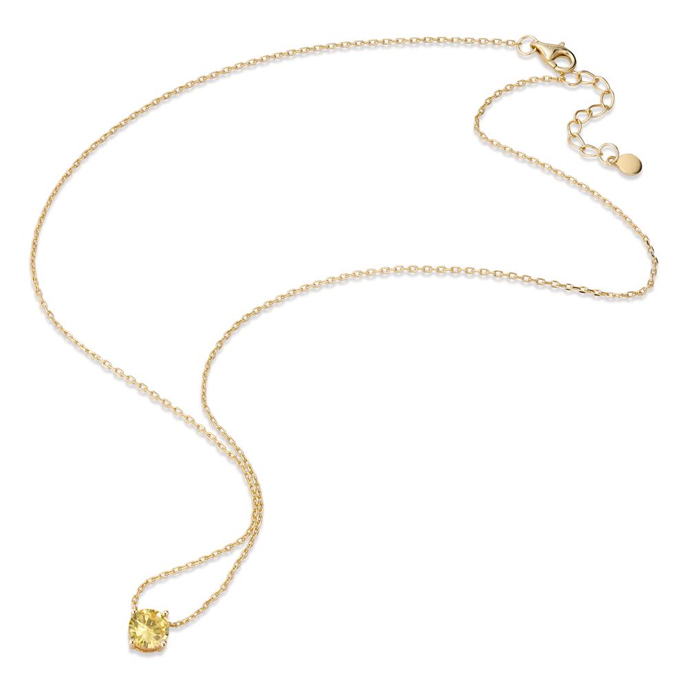 Collier Silber Zirkonia gelb gelb vergoldet 42-45 cm verstellbar Ø6 mm