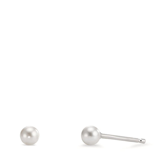 Ohrstecker Silber rhodiniert shining Pearls weiss, 2 Perlen, 4 mm