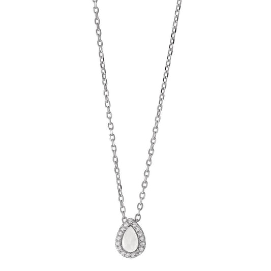 Collier Silber Zirkonia rhodiniert Perlmutt 40-45 cm verstellbar