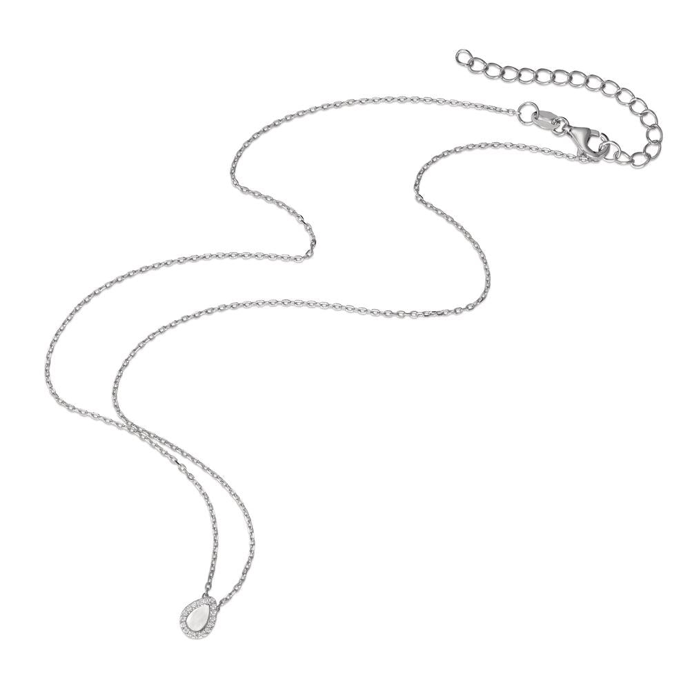 Collier Silber Zirkonia rhodiniert Perlmutt 40-45 cm verstellbar