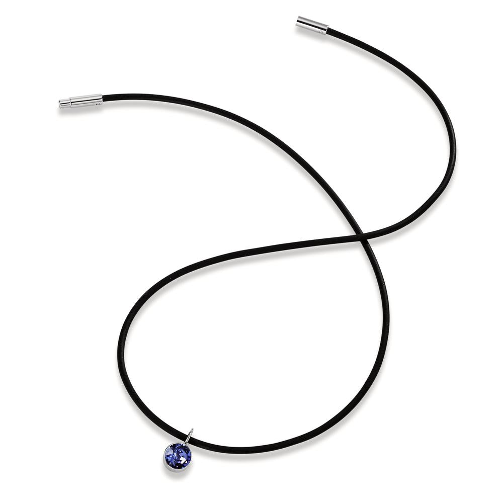 Collier Kautschuk, Edelstahl, Silber Zirkonia violett 42 cm