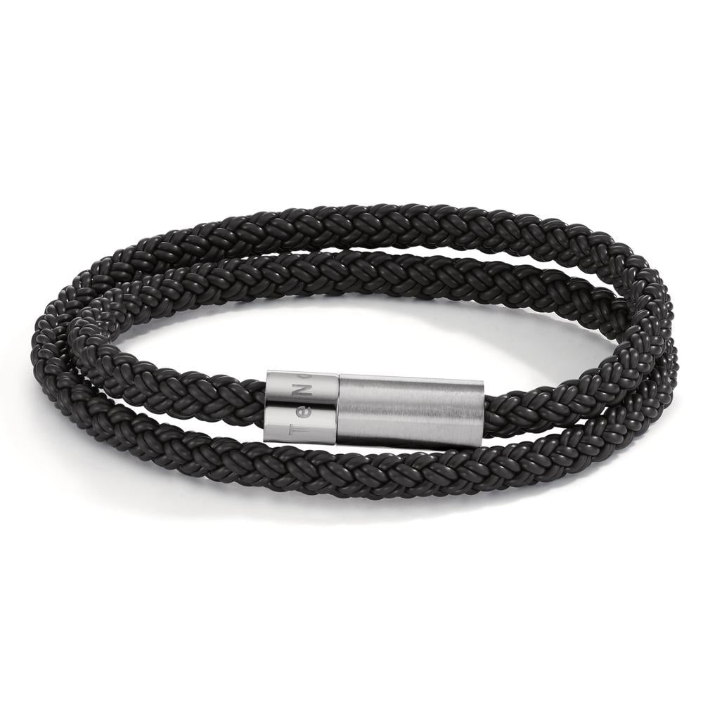 Wickelarmband Heritage Sport, Edelstahl, Silikon-Kautschuk schwarz, 21cm