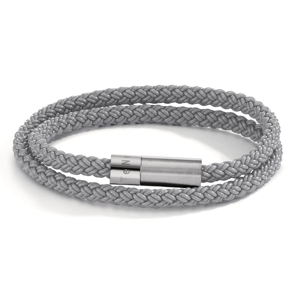 Wickelarmband Heritage Sport, Edelstahl, Silikon-Kautschuk grau, 23cm, Made in Germany