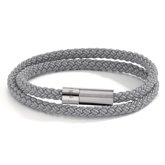 Wickelarmband Heritage Sport, Edelstahl, Silikon-Kautschuk grau, 23cm, Made in Germany