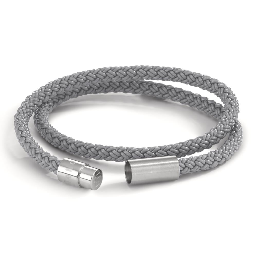 Wickelarmband Heritage Sport, Edelstahl, Silikon-Kautschuk grau, 23cm, Made in Germany