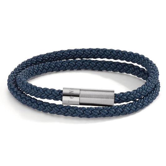 Wickelarmband Heritage Sport, Edelstahl, Silikon-Kautschuk blau, 21cm, Made in Germany