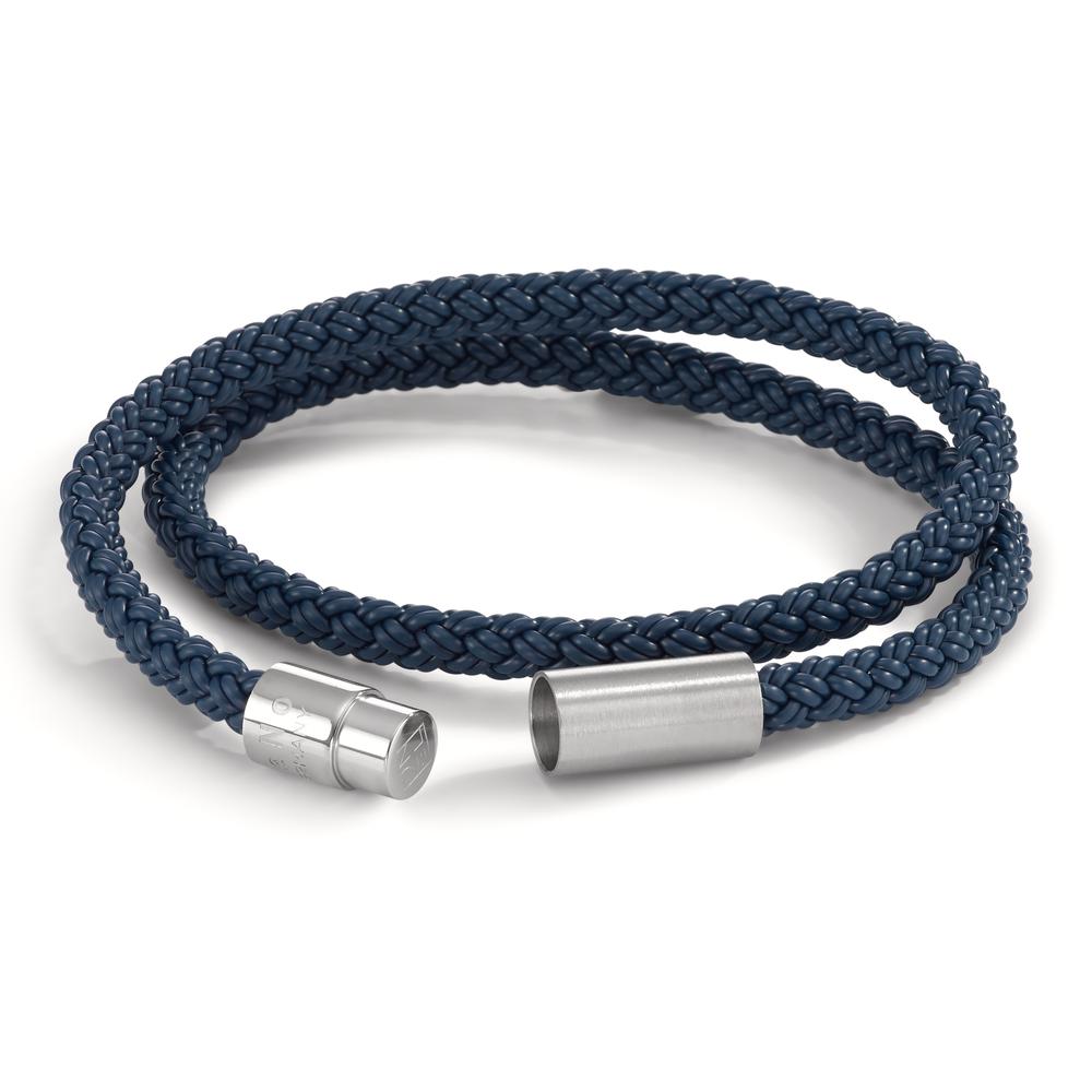 Wickelarmband Heritage Sport, Edelstahl, Silikon-Kautschuk blau, 21cm, Made in Germany