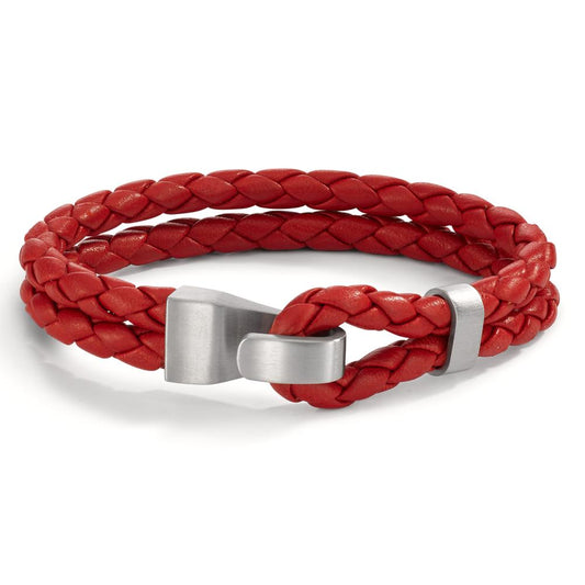 Lederarmband VADINO Pepper Red, Knebelverschluss aus Edelstahl, 21cm