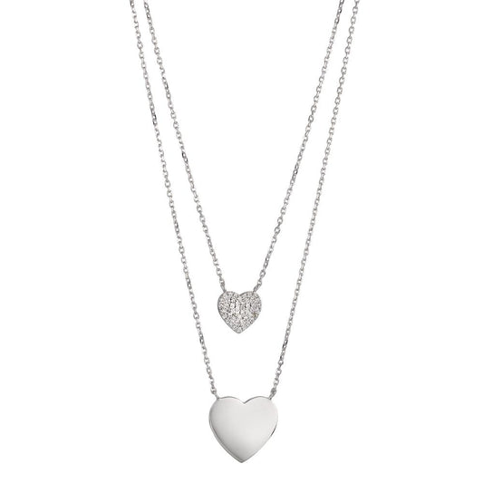 Collier Silber Zirkonia rhodiniert Herz 45 cm