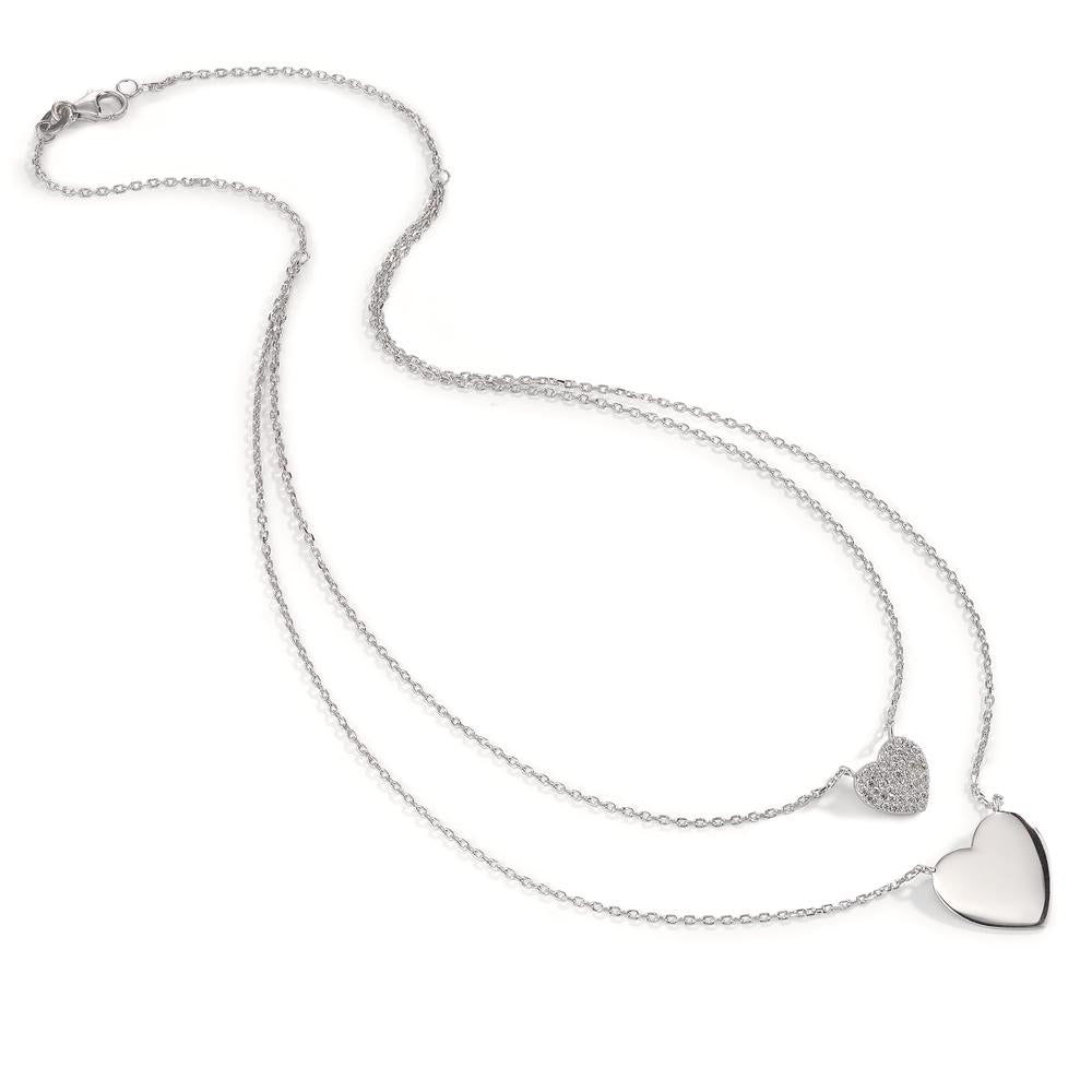 Collier Silber Zirkonia rhodiniert Herz 45 cm