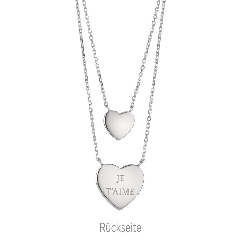 Collier Silber Zirkonia rhodiniert Herz 45 cm