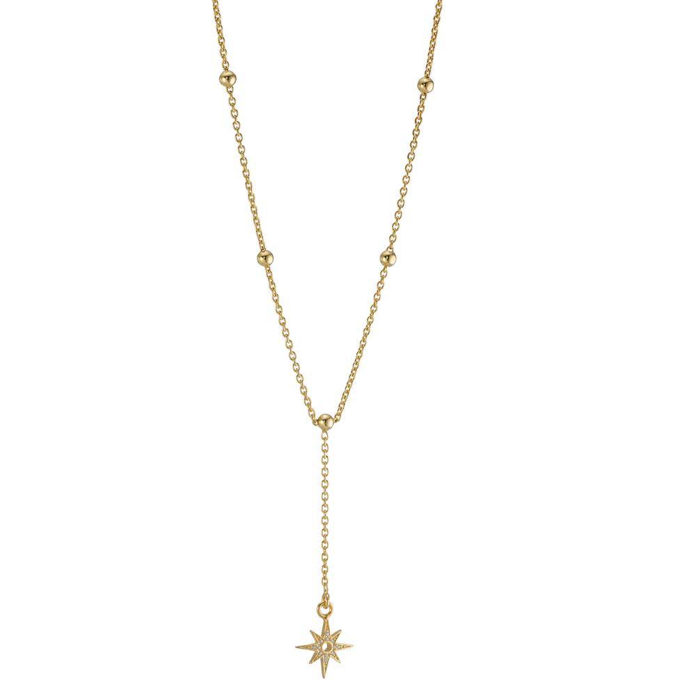Collier Silber Zirkonia gelb vergoldet Stern 42-47 cm verstellbar, Made in Italy