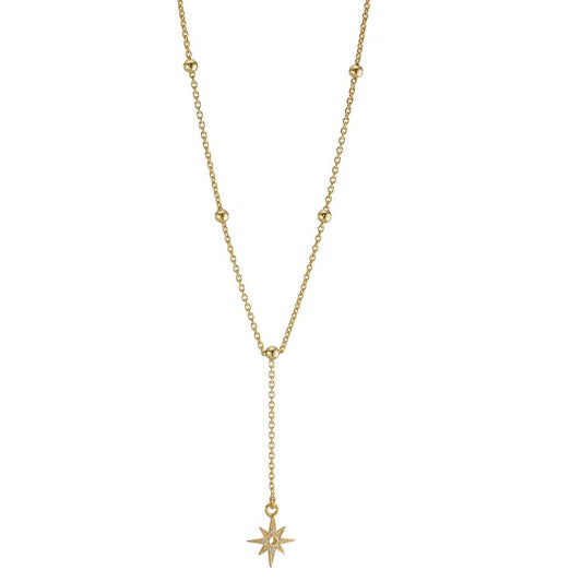 Collier Silber Zirkonia gelb vergoldet Stern 42-47 cm verstellbar, Made in Italy