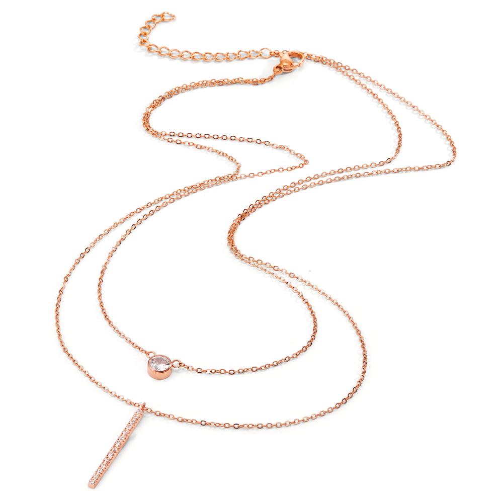 Collier Edelstahl Zirkonia 15 Steine rosé IP beschichtet 40-45 cm verstellbar