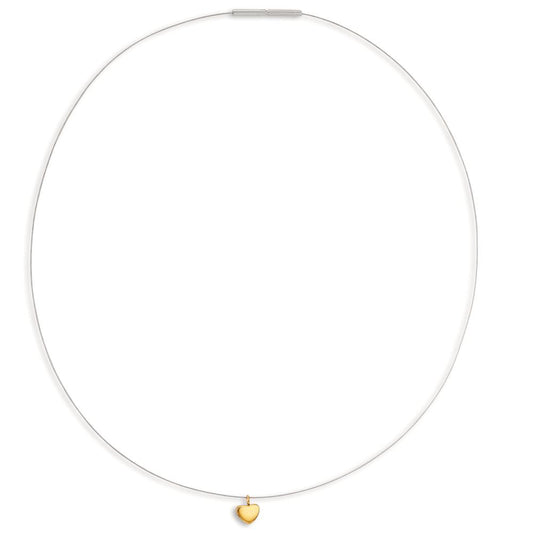 Collier Edelstahl gelb IP beschichtet Herz 42 cm Ø6 mm