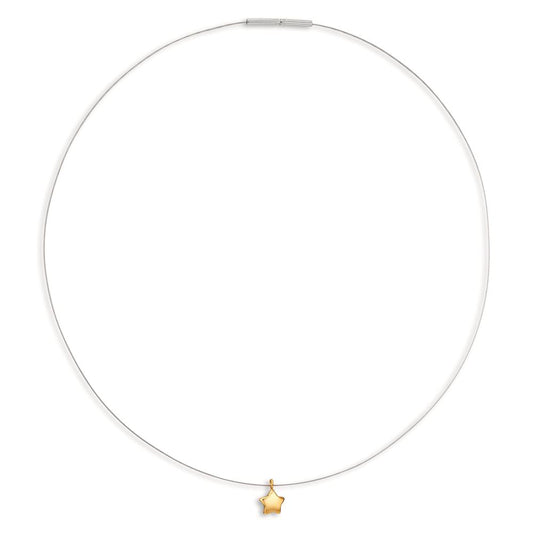 Collier Edelstahl gelb IP beschichtet Stern 42 cm Ø7 mm