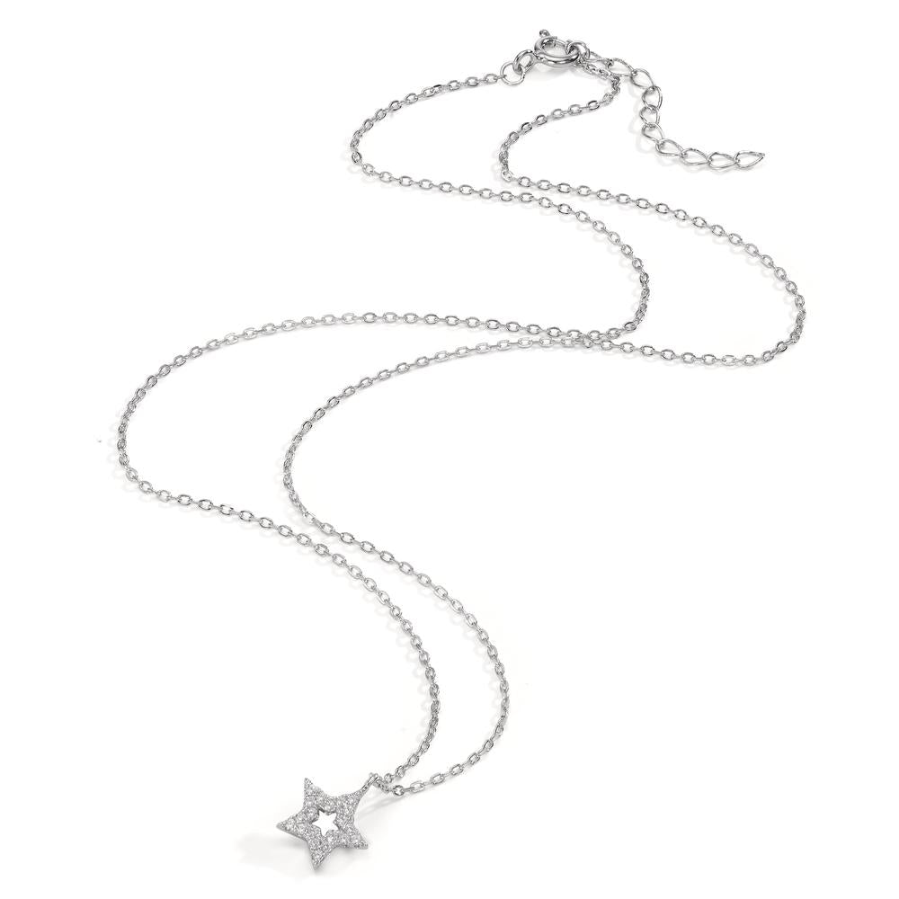 Collier Silber Zirkonia rhodiniert Stern 42-45 cm verstellbar