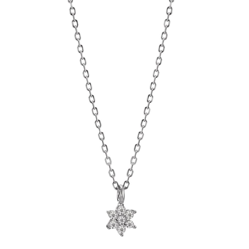 Collier Silber Zirkonia rhodiniert Blume 42-45 cm verstellbar