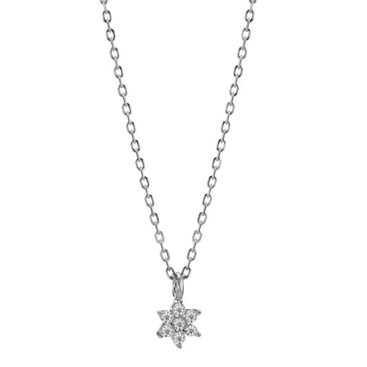 Collier Silber Zirkonia rhodiniert Blume 42-45 cm verstellbar