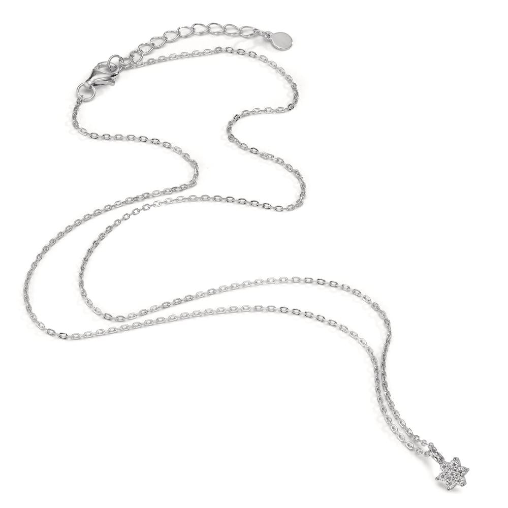 Collier Silber Zirkonia rhodiniert Blume 42-45 cm verstellbar