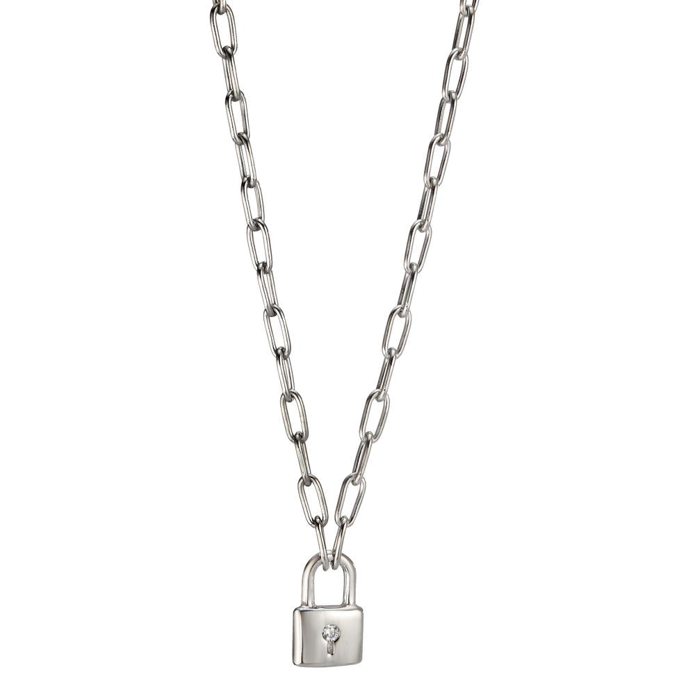 Collier Silber Zirkonia rhodiniert Schloss 40-45 cm verstellbar
