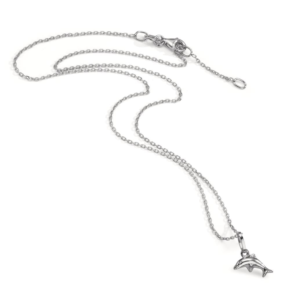 Halskette mit Anhänger Silber rhodiniert Delfin 36-38 cm verstellbar