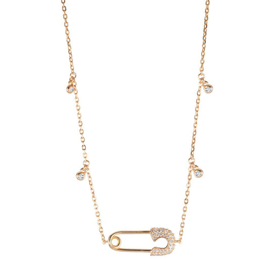 Collier Silber gelb vergoldet Sicherheitsnadel 40-45 cm verstellbar