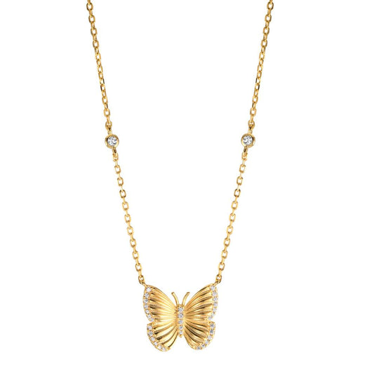 Collier Silber Zirkonia rhodiniert Schmetterling 40-45 cm verstellbar Ø15 mm
