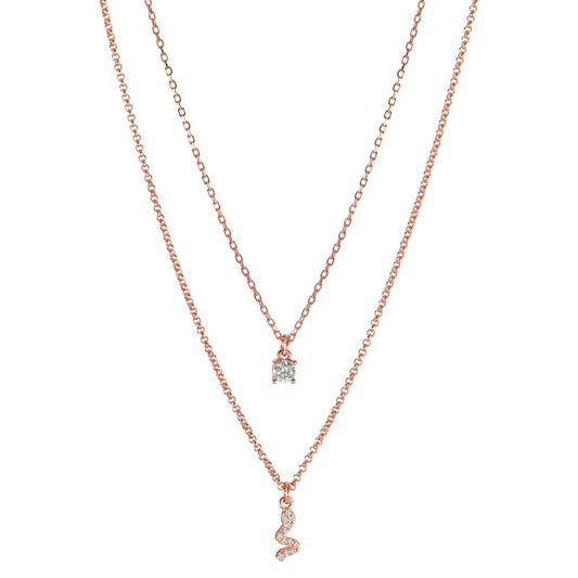 Collier Silber Zirkonia 13 Steine rosé vergoldet Schlange 40-44 cm verstellbar