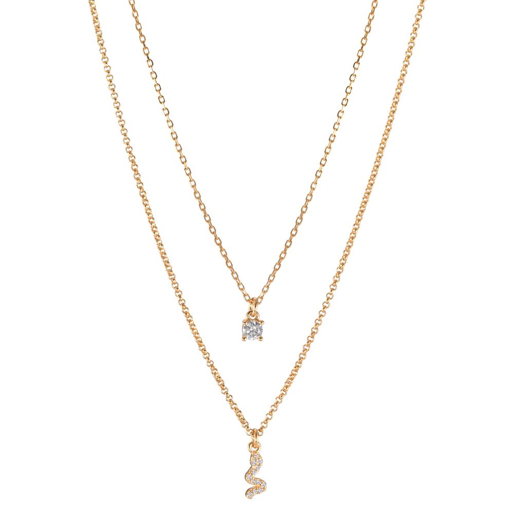 Collier Silber Zirkonia 13 Steine gelb vergoldet 40-44 cm verstellbar