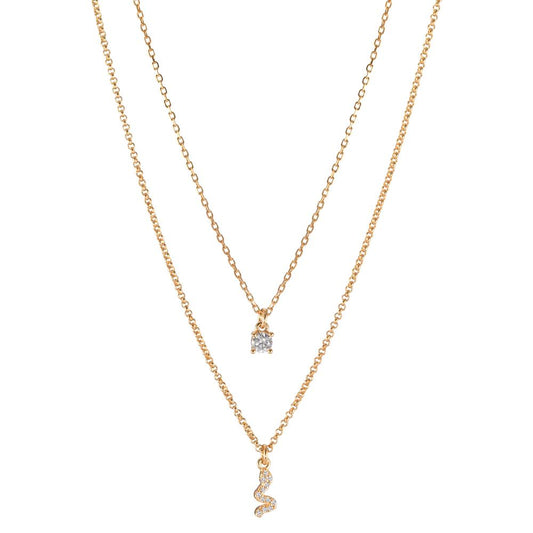 Collier Silber Zirkonia 13 Steine gelb vergoldet 40-44 cm verstellbar