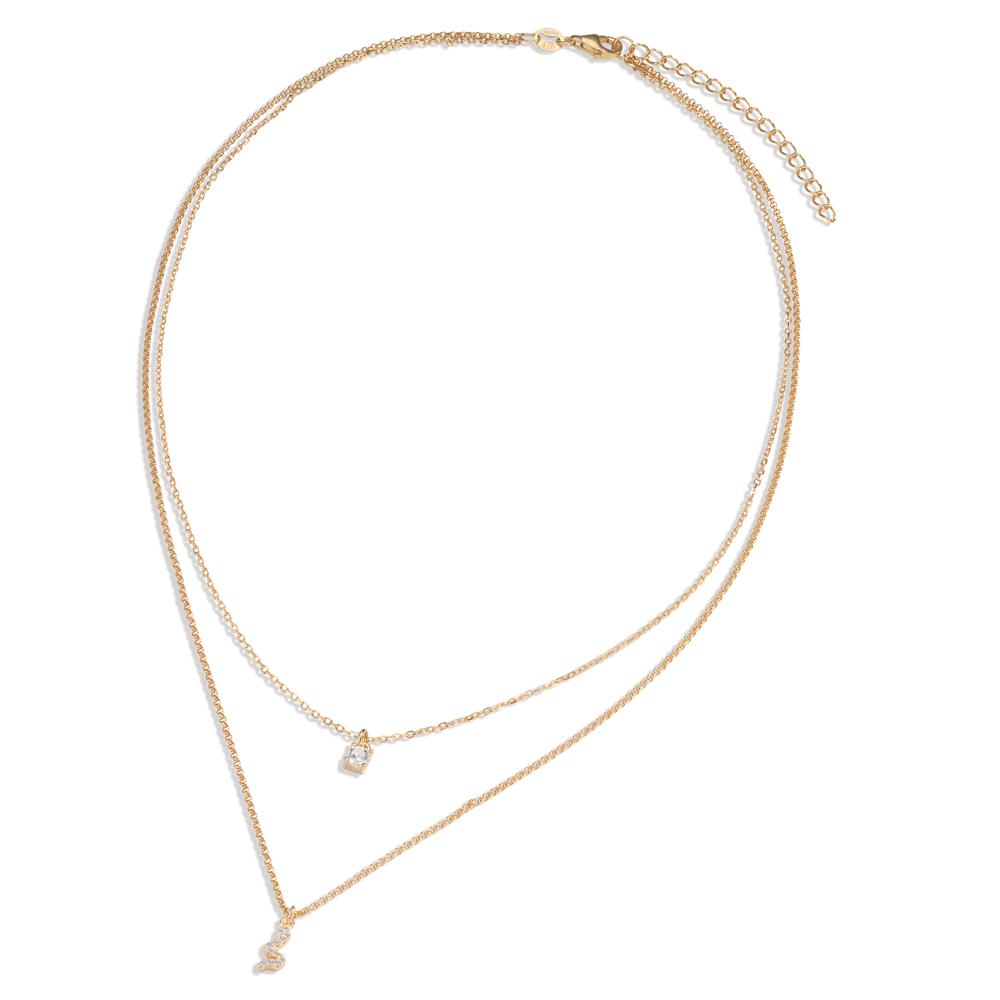 Collier Silber Zirkonia 13 Steine gelb vergoldet 40-44 cm verstellbar