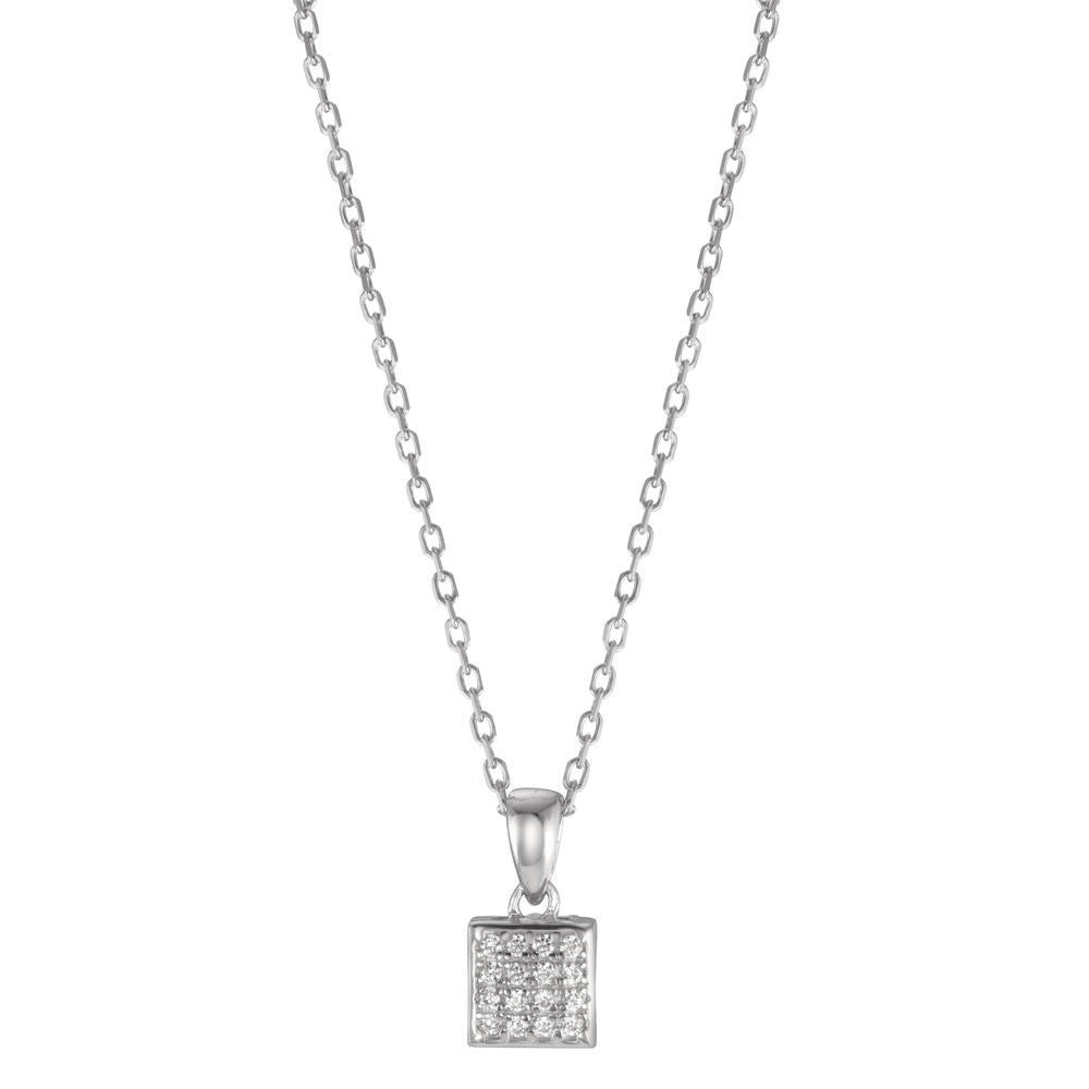 Collier Silber Zirkonia 16 Steine rhodiniert 40-45 cm verstellbar