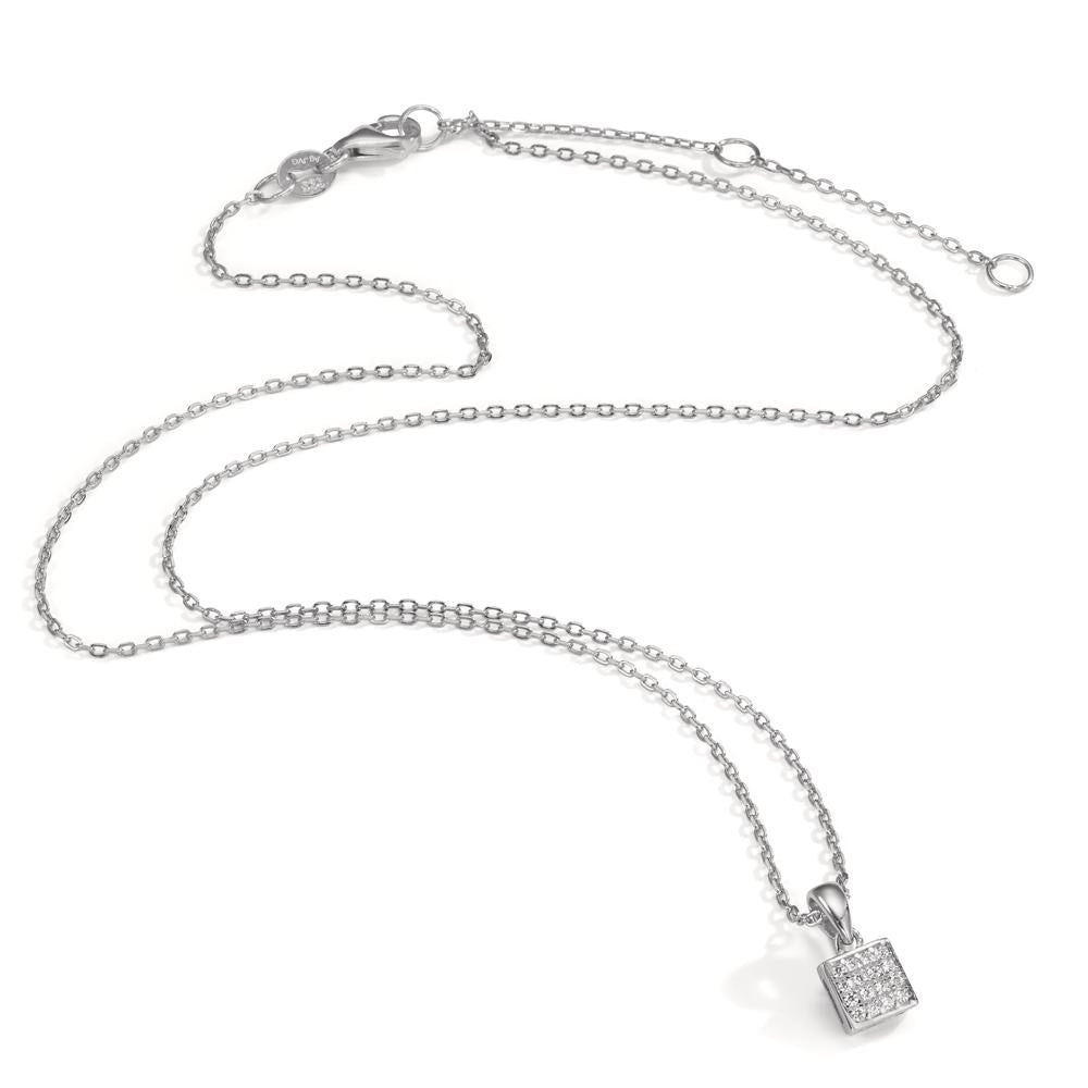 Collier Silber Zirkonia 16 Steine rhodiniert 40-45 cm verstellbar