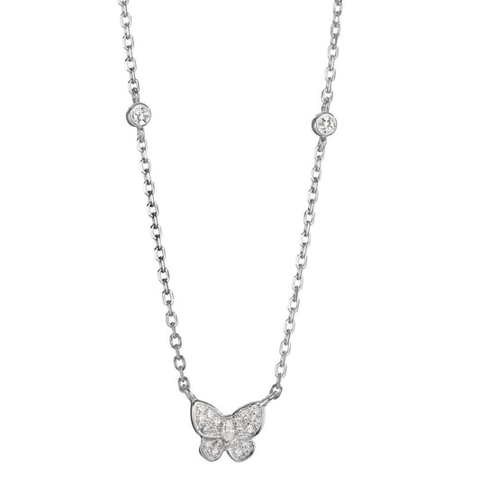 Collier Silber Zirkonia rhodiniert Schmetterling 40-45 cm verstellbar