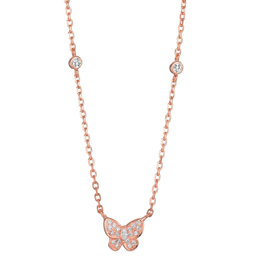 Collier Silber Zirkonia rosé vergoldet Schmetterling 40-45 cm verstellbar