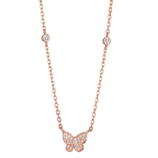 Collier Silber Zirkonia rosé vergoldet Schmetterling 40-45 cm verstellbar