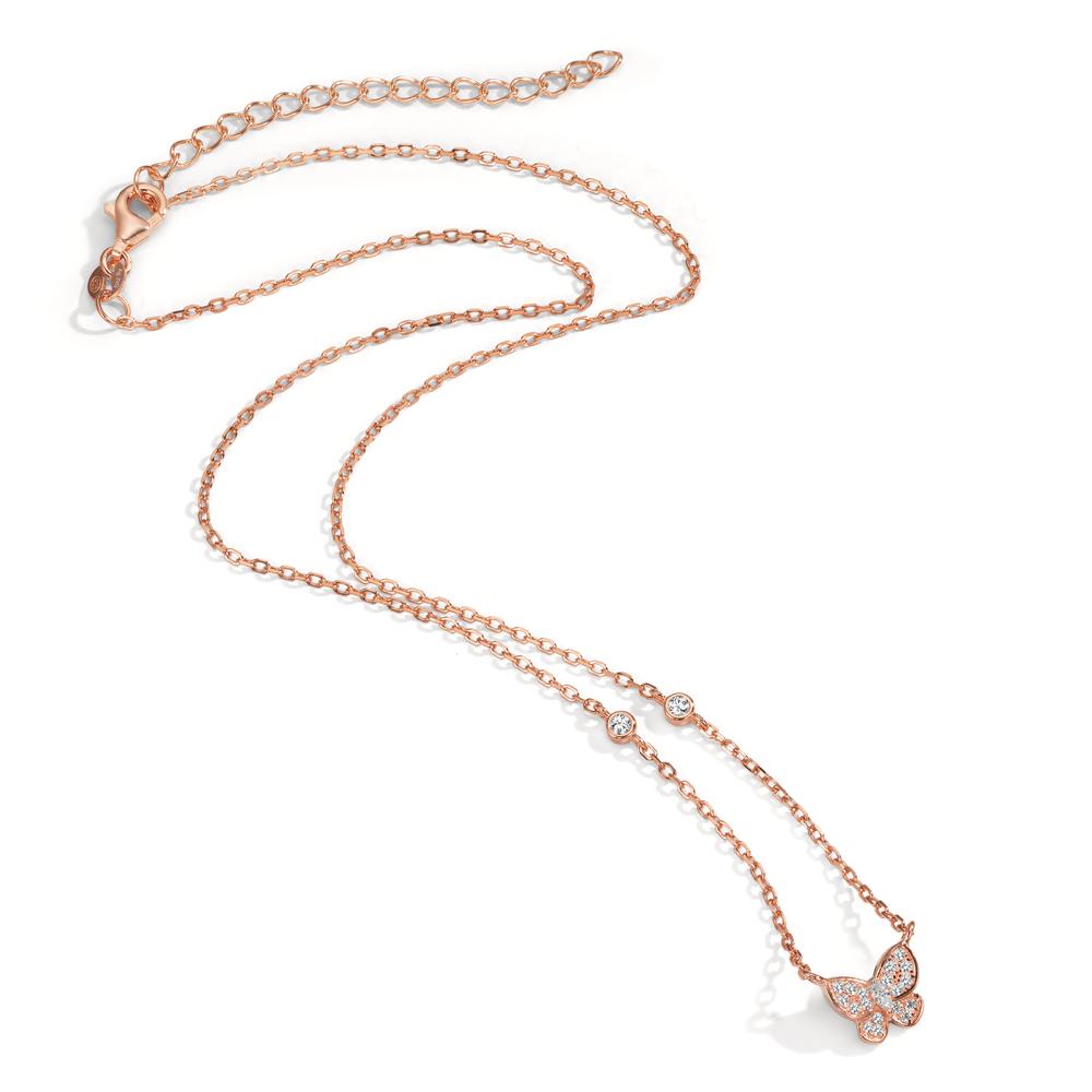 Collier Silber Zirkonia rosé vergoldet Schmetterling 40-45 cm verstellbar