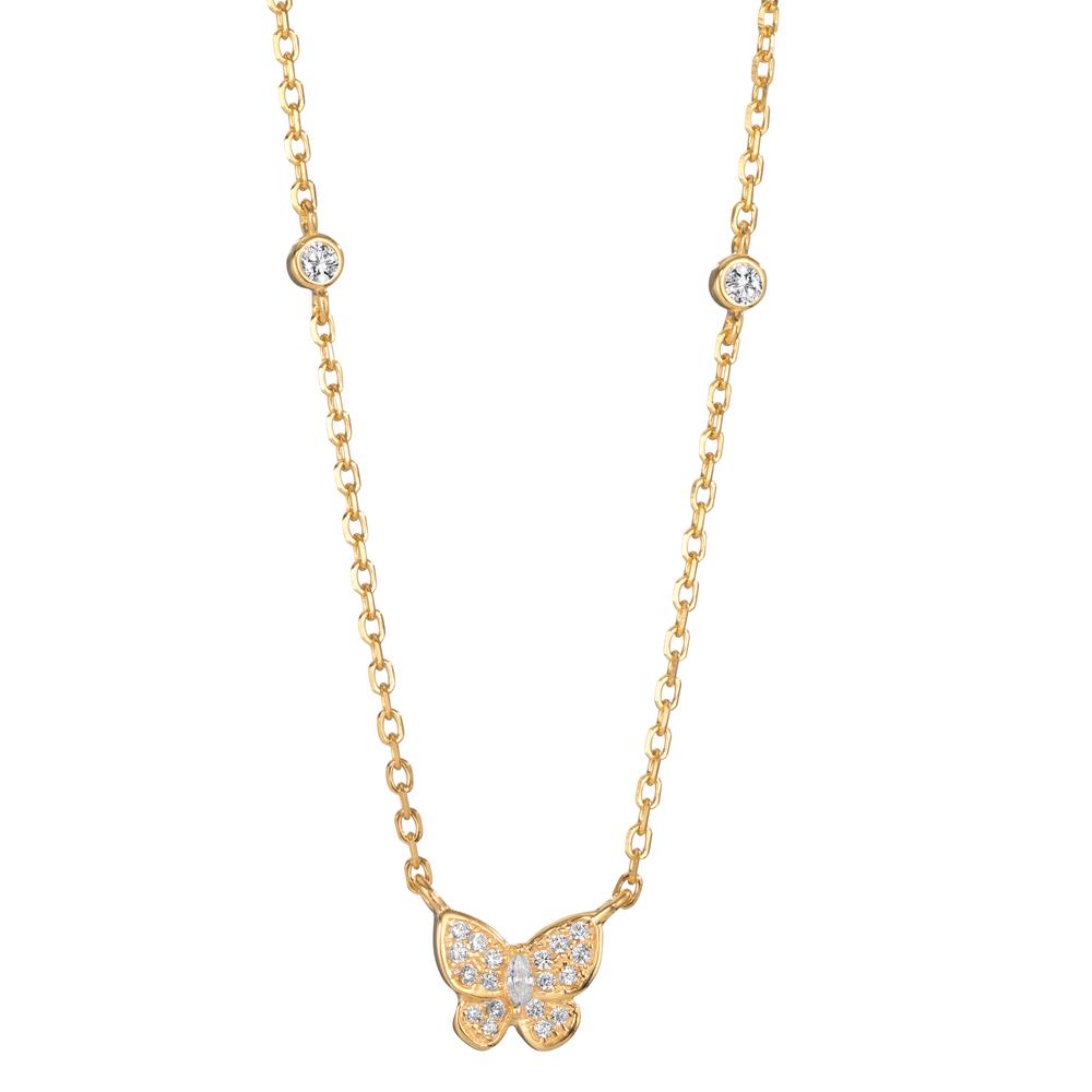 Collier Silber Zirkonia gelb vergoldet Schmetterling 40-45 cm verstellbar