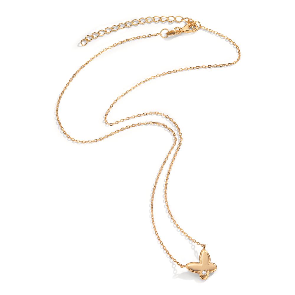 Collier Silber Zirkonia gelb vergoldet Schmetterling 40-45 cm verstellbar Ø10 mm